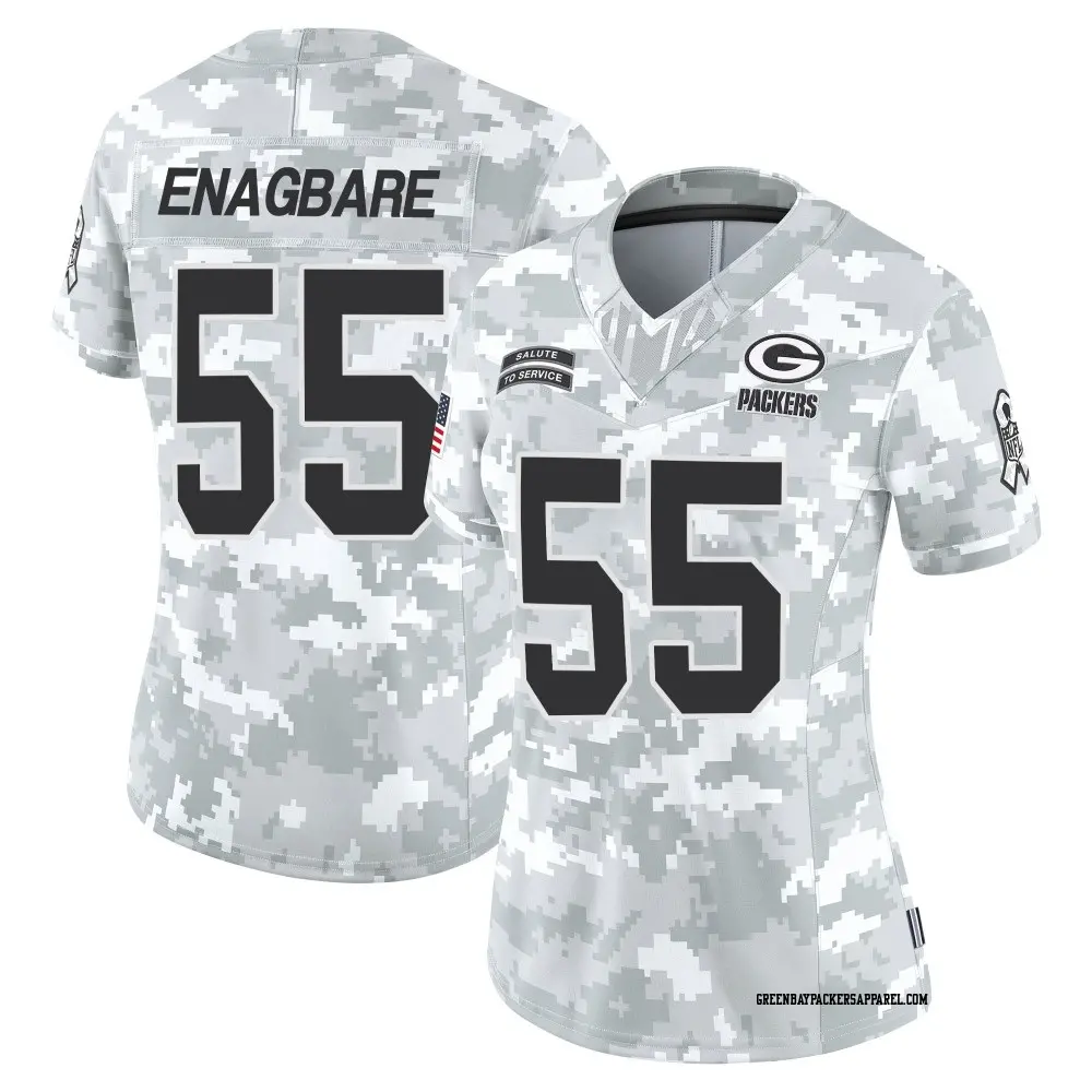 Limited Arctic Camo Women's Kingsley Enagbare Green Bay Packers 2024 Salute to Service Jersey