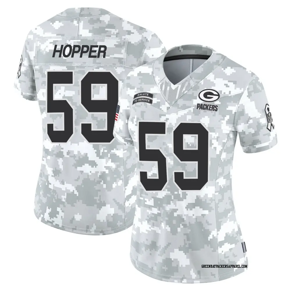 Limited Arctic Camo Women's Ty'Ron Hopper Green Bay Packers 2024 Salute to Service Jersey