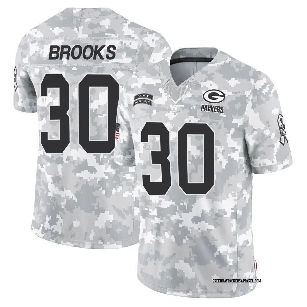 Limited Arctic Camo Youth Chris Brooks Green Bay Packers 2024 Salute to Service Jersey