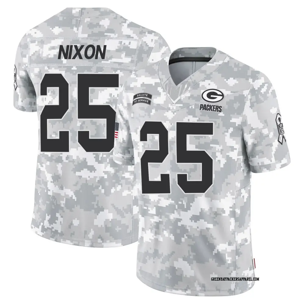 Limited Arctic Camo Youth Keisean Nixon Green Bay Packers 2024 Salute to Service Jersey