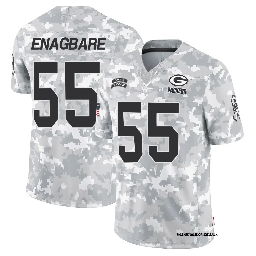 Limited Arctic Camo Youth Kingsley Enagbare Green Bay Packers 2024 Salute to Service Jersey