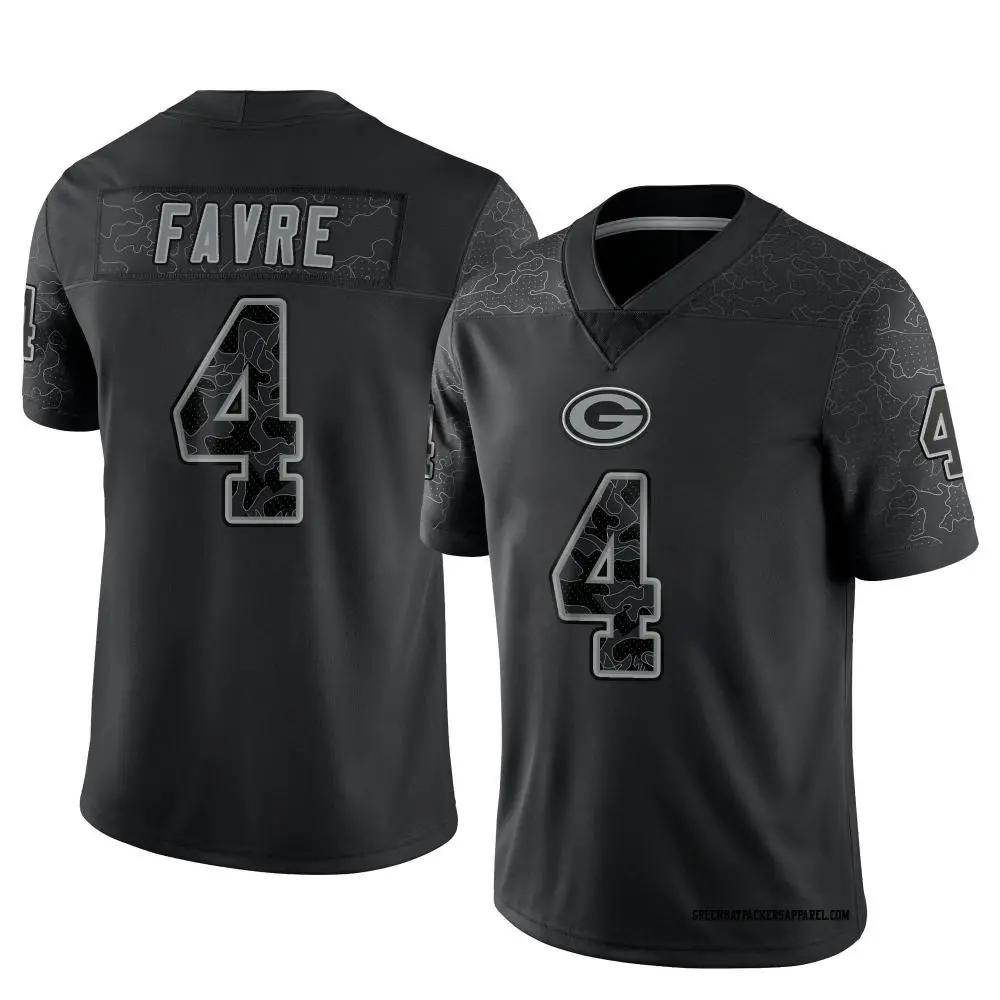 Limited Black Men s Brett Favre Green Bay Packers Reflective Jersey Packers Store