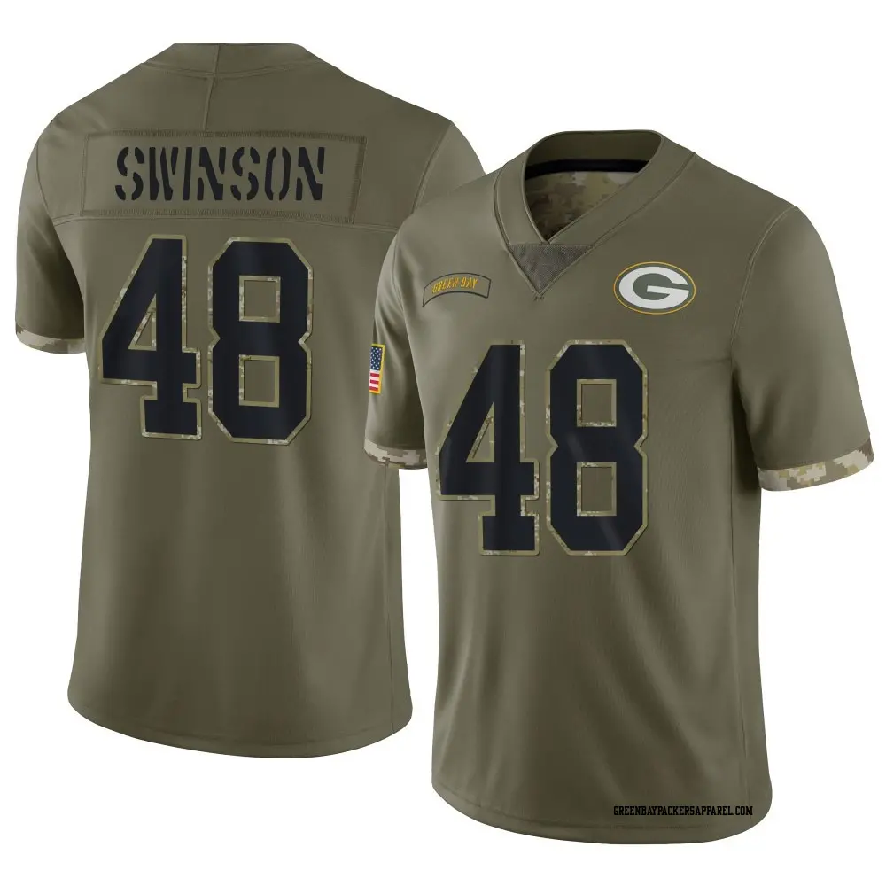 Limited Olive Men's Messiah Swinson Green Bay Packers 2022 Salute To Service Jersey