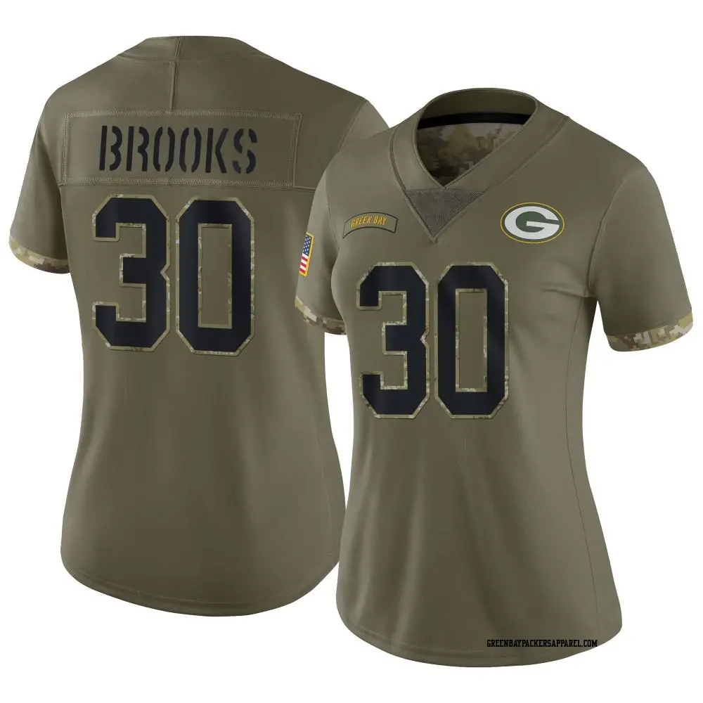 Limited Olive Women's Chris Brooks Green Bay Packers 2022 Salute To Service Jersey