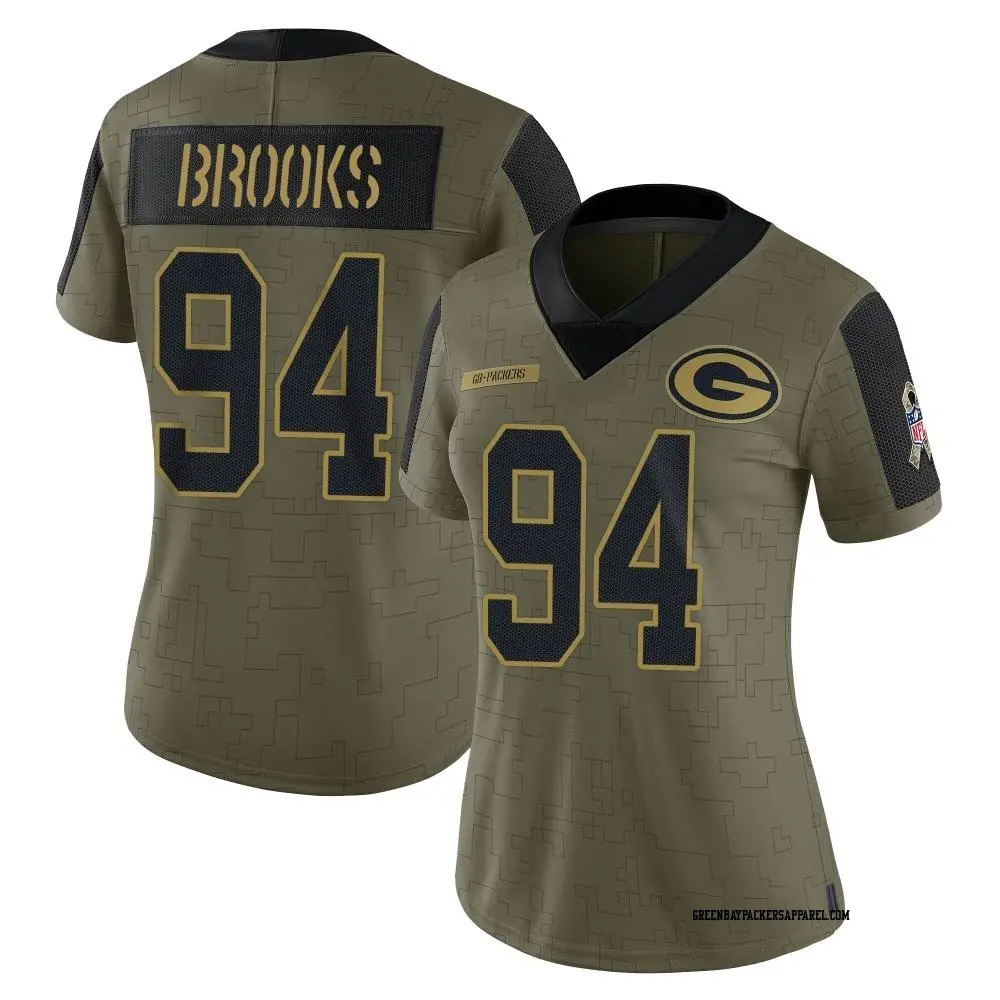 Limited Olive Women's Karl Brooks Green Bay Packers 2021 Salute To Service Jersey