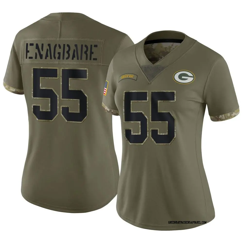 Limited Olive Women's Kingsley Enagbare Green Bay Packers 2022 Salute To Service Jersey