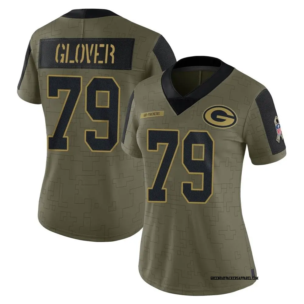 Limited Olive Women's Travis Glover Green Bay Packers 2021 Salute To Service Jersey