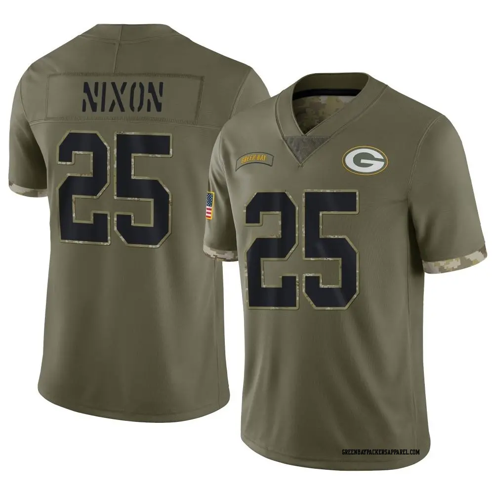 Limited Olive Youth Keisean Nixon Green Bay Packers 2022 Salute To Service Jersey