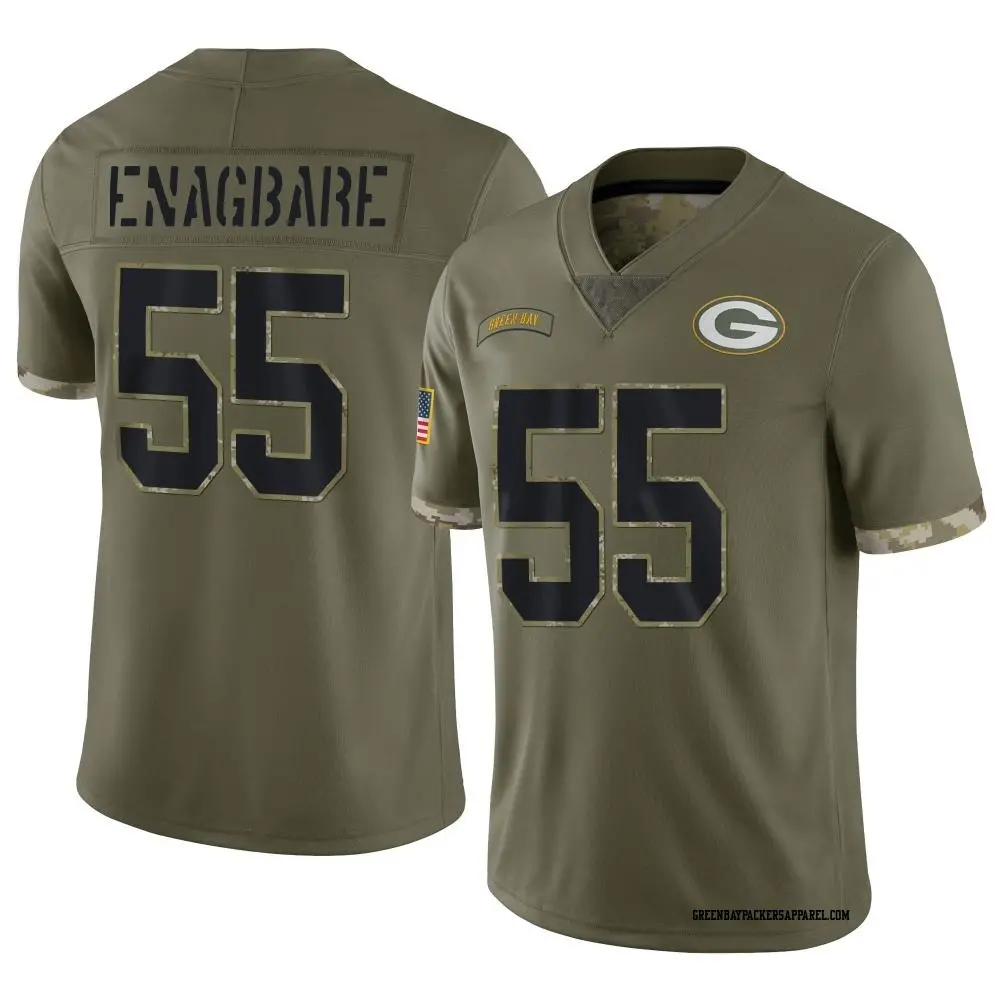 Limited Olive Youth Kingsley Enagbare Green Bay Packers 2022 Salute To Service Jersey